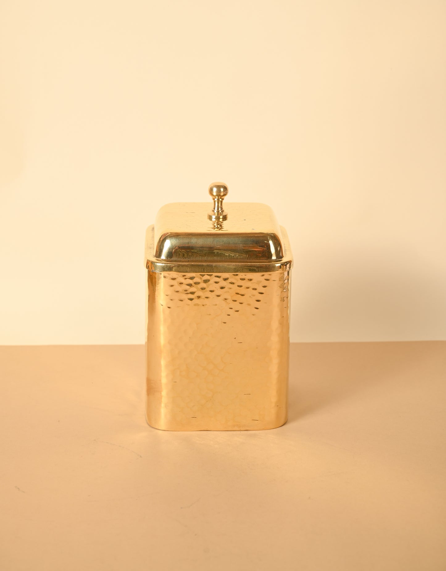 Brass Square Dabba with Knob, Hammered Container for Storage | Multipurpose Storage Box | Set of 3