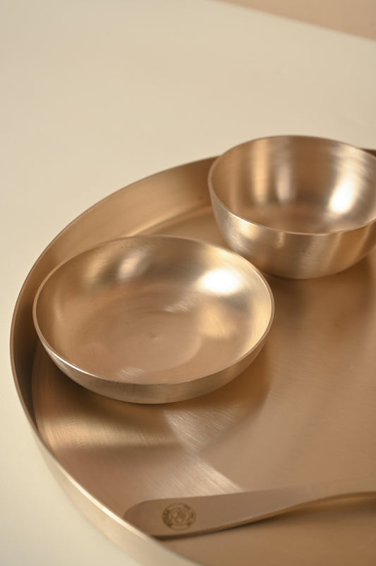 Kansa Dinner Set | Matte 6 pieces set | Pure Kansa Set