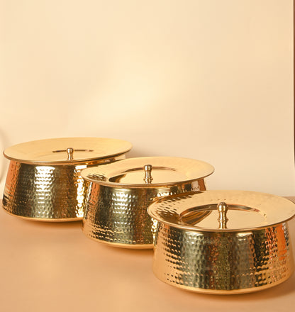 Biryani Handi for Cooking, Pure Brass Handi. Hammered Handi, Tin Coating inside