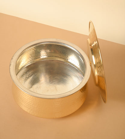 Biryani Handi for Cooking, Pure Brass Handi. Hammered Handi, Tin Coating inside