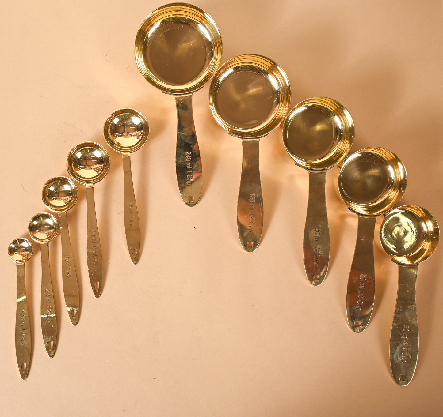 Brass Measurement Spoon Set of 10 | Brass Measurement Spoon for Cooking & Baking