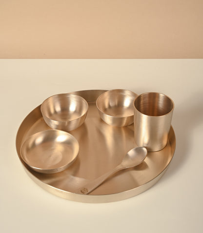 Kansa Dinner Set | Matte 6 pieces set | Pure Kansa Set