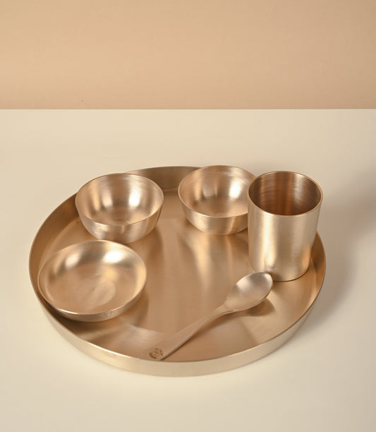 Kansa Dinner Set | Matte 6 pieces set | Pure Kansa Set